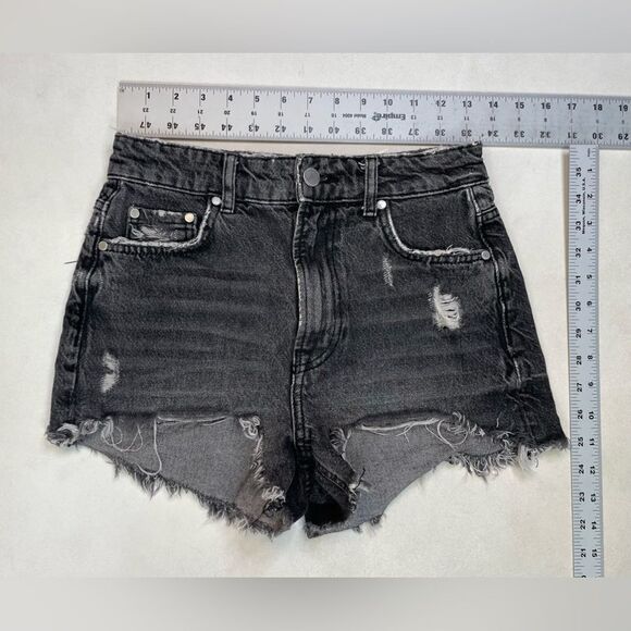ZARA Cut Off Denim Jean Shorts Women Size 2 Black 6840 099 - Picture 6 of 6